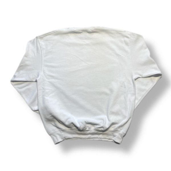 White Vintage 90s O-Neck Sweatshirt Dolphin Print - L-Size - Soft Cotton Blend - Relaxed Fit -